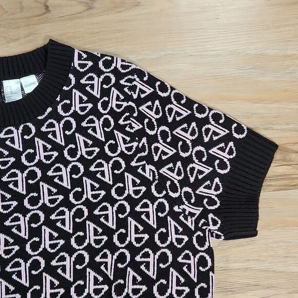 🔸️NWT H&M Divided Black & Pink Short Sleeve Cropped Sweater - Picture 8 of 16